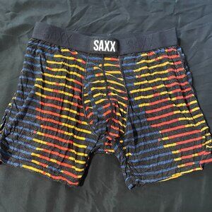 Saxx Men's Ultra Soft Boxer Brief Red Orange Yellow Black - Size Medium